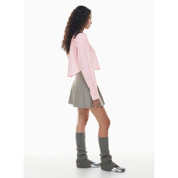 Aritzia Sunday Best Poppy Oxford Shirt Cropped Button-Up Shirt Normcore - Picture 3 of 7